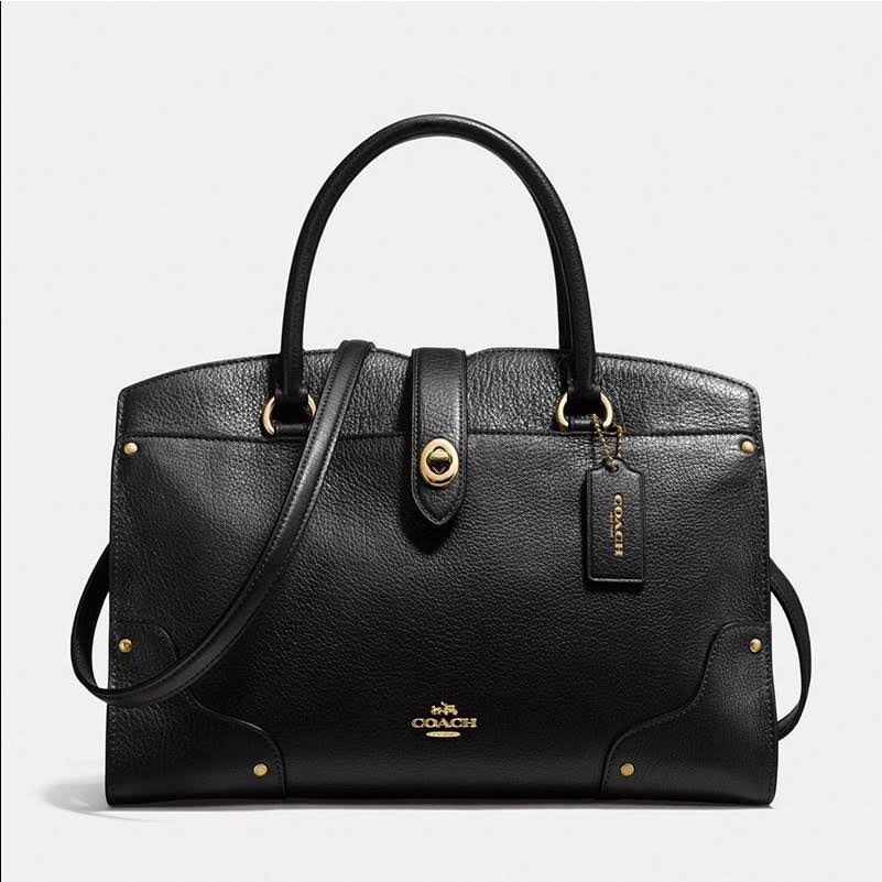 Nwt Coach Mercer 30 Grain Leather Black Satchel